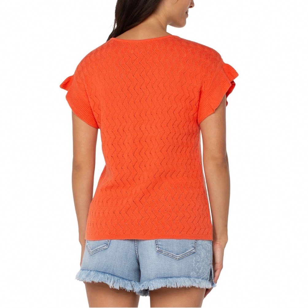 Liverpool Los Angeles Clementine Orange Flutter Sleeve Dolman Sweater Xs — image 2 of 6